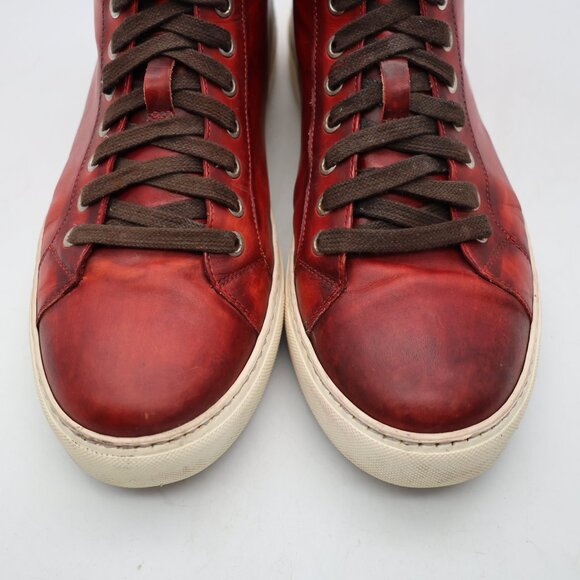 Magnanni Brando Men's Size US 9 M High Top Lace Up Sneakers Brown Red Leather - Picture 10 of 14